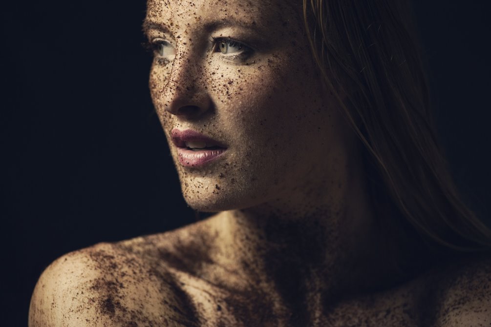 Woman covered in dirt